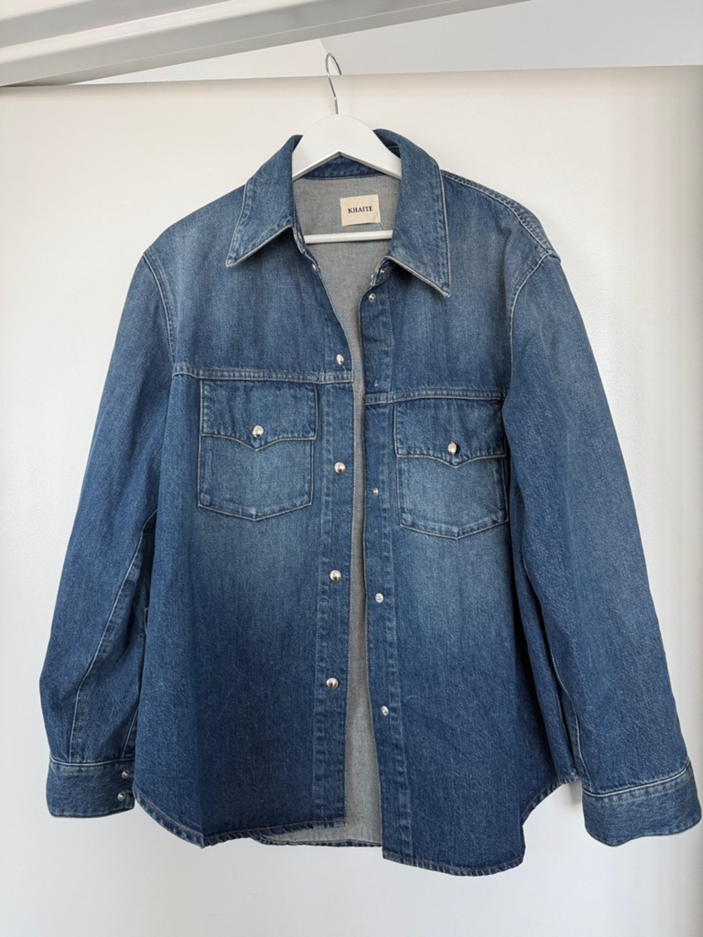KHAITE Vintage-Inspired Indigo Denim Shirt Jacket